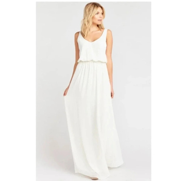 Show Me Your Mumu Kendall Maxi Dress Gown Wedding Cake Chiffon Bridal Size S - Picture 3 of 10